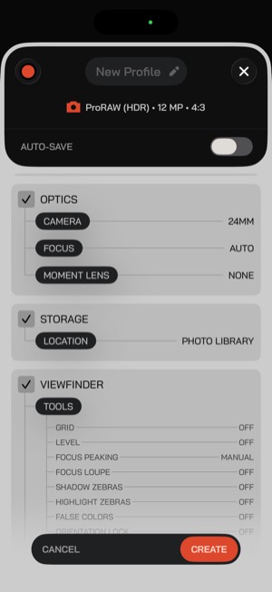 Moment Pro Camera II screen 29: Core feature