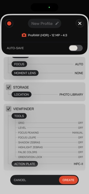 Moment Pro Camera II screen 30: Core feature