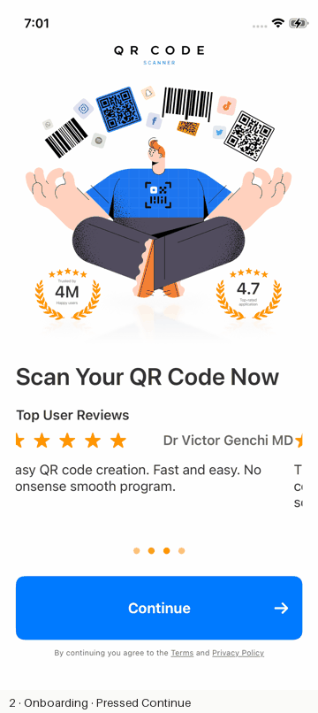 Scan QR Code recorded flow