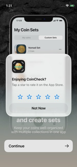 CoinCheck screen 5: Rating prompt