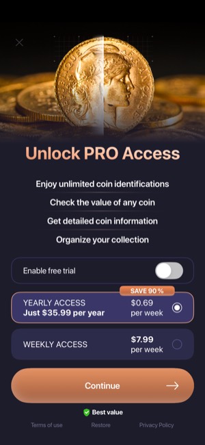 Coin Scan screen 4: Offer screen
