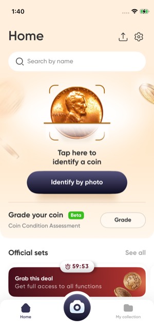 Coin Scan screen 6: Home