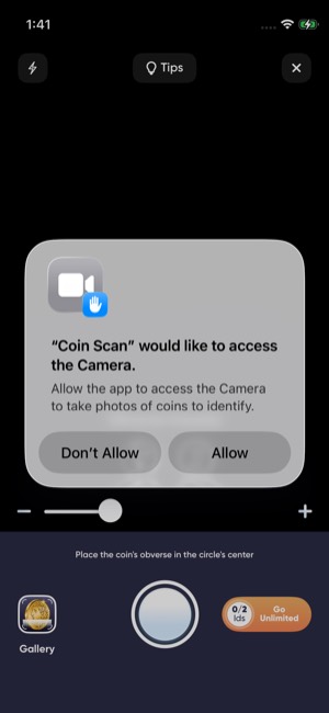 Coin Scan screen 9: Home