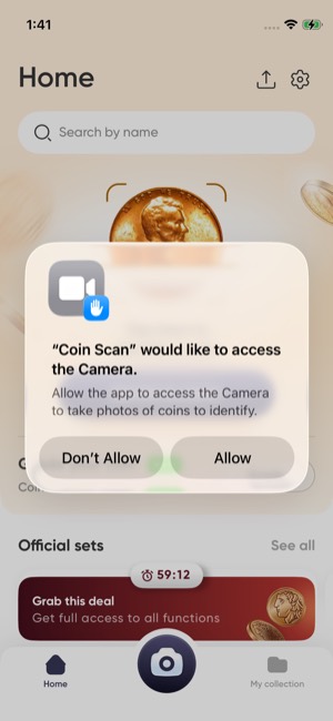 Coin Scan screen 10: Home