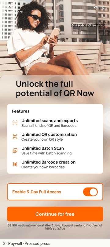 Qr Now recorded flow