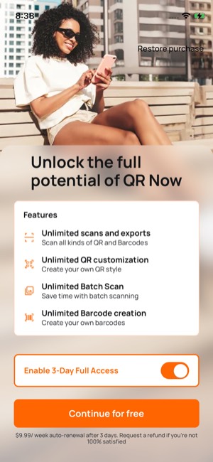 Qr Now screen 6: Paywall