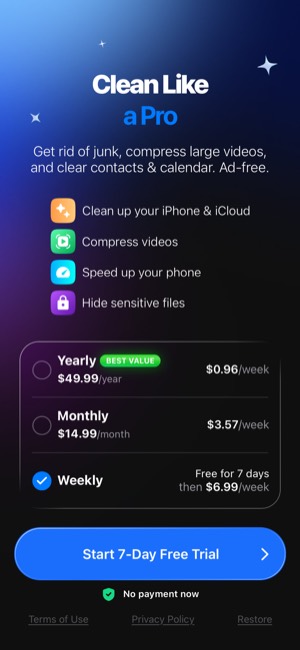 Cleaner Kit screen 6: Paywall