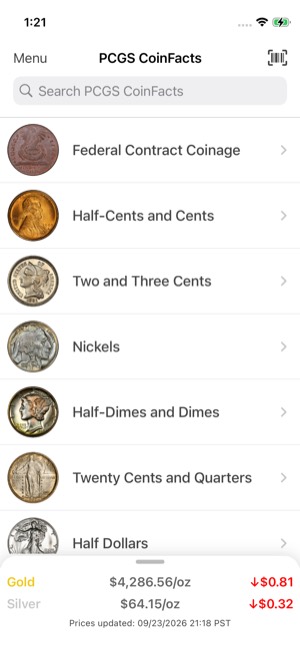 CoinFacts screen 4: Home