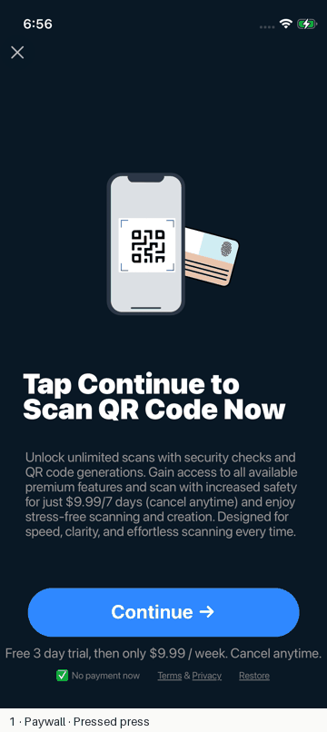 Scan QR Code recorded flow