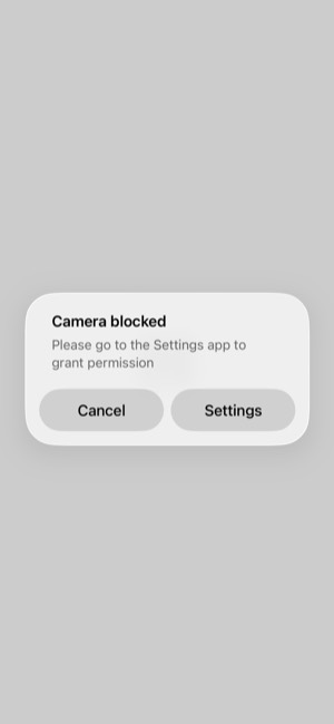 QR Reader screen 14: Permission primer