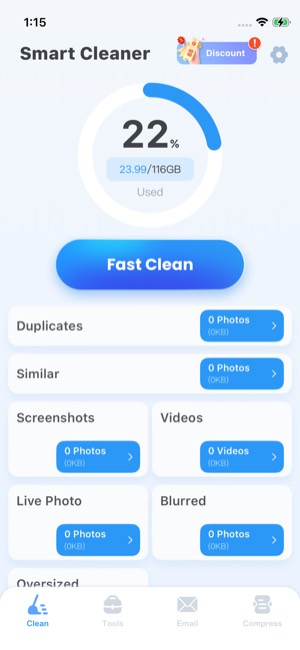 Smart Cleaner screen 9: Home