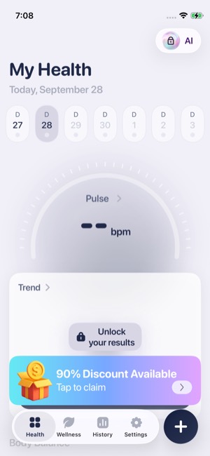 Heart Rate screen 4: Home