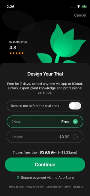 PictureThis screen 13: Paywall