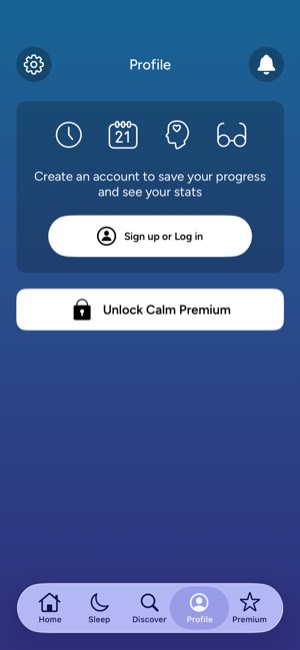 Calm screen 14: Sign-in wall