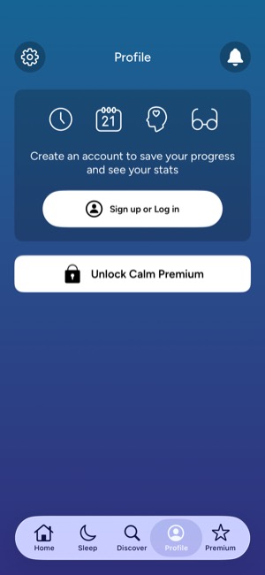 Calm screen 18: Sign-in wall