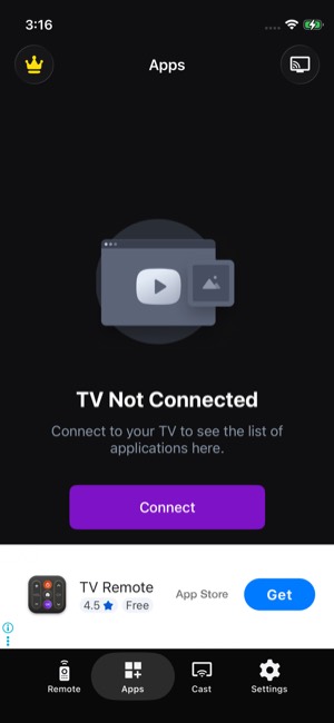 TV Remote screen 7: Home