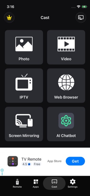 TV Remote screen 8: Home