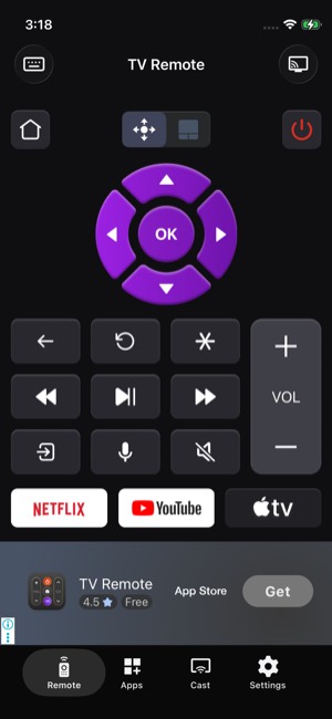 TV Remote screen 14: Home
