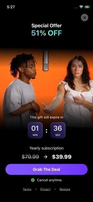Shots screen 4: Offer screen