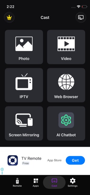 TV Remote screen 9: Home
