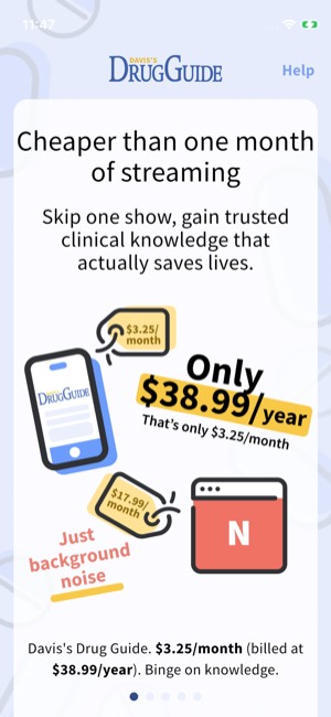 Davis Drug Guide screen 3: Paywall