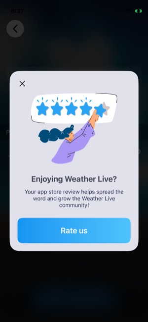 Weather Live° screen 11: Rating prompt
