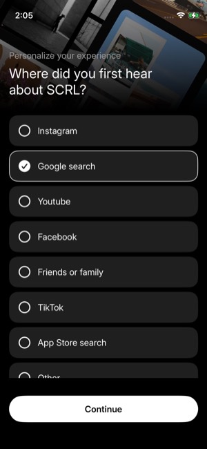 SCRL screen 8: Quiz