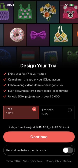 YarnPal screen 10: Paywall