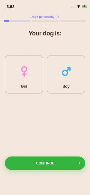 Woofz screen 5: Onboarding