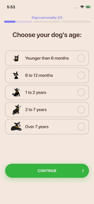 Woofz screen 6: Onboarding