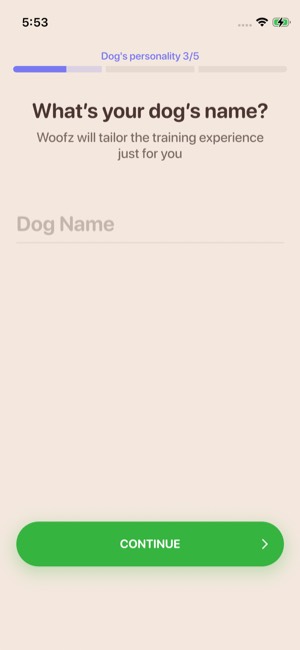 Woofz screen 7: Onboarding