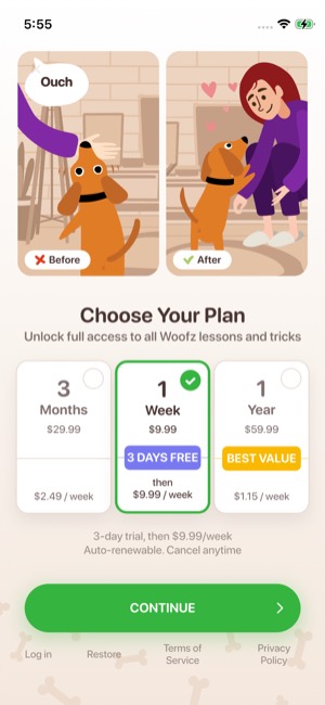 Woofz screen 23: Paywall
