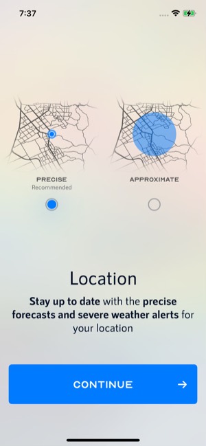 NOAARadar screen 5: Onboarding