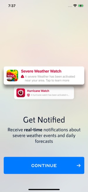 NOAARadar screen 7: Onboarding