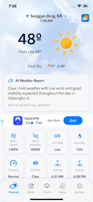 NOAARadar screen 12: Home