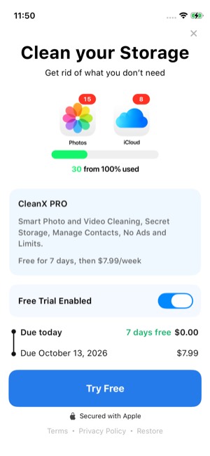 CleanX screen 4: Paywall