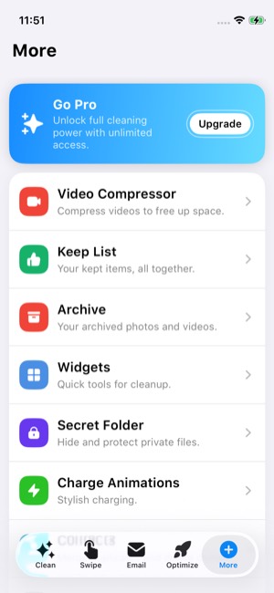 CleanX screen 12: Home