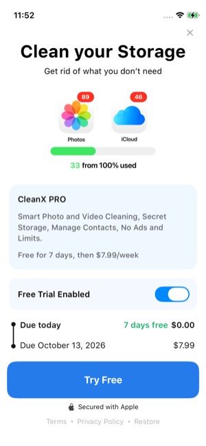 CleanX screen 14: Paywall
