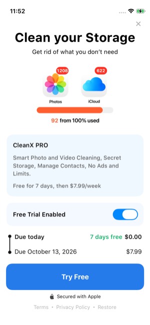 CleanX screen 15: Paywall