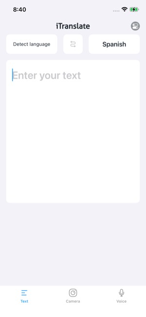 iTranslate screen 15: Home