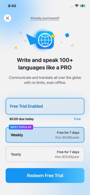 iTranslate screen 16: Paywall