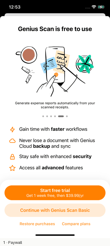 Genius Scan recorded flow