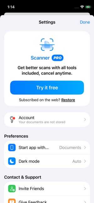 Scanner screen 11: Paywall