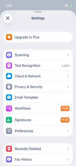 Scanner Pro screen 9: Home