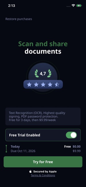 ScanShot screen 6: Paywall