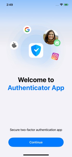 Authenticator screen 1: Onboarding