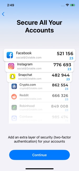 Authenticator screen 2: Onboarding