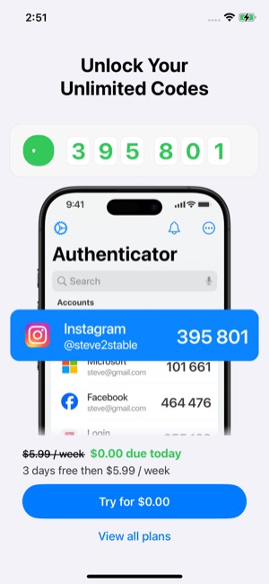 Authenticator screen 7: Paywall