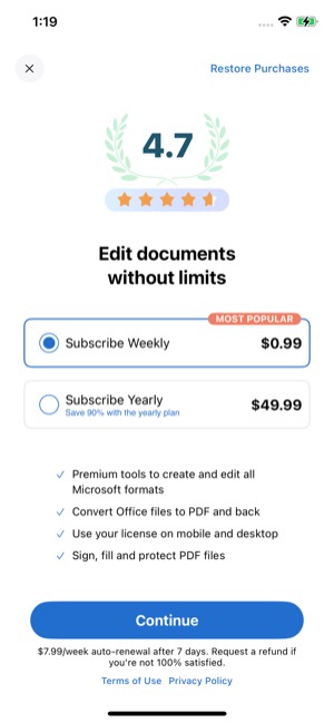 MobiOffice screen 15: Offer screen