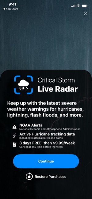 The Weather screen 5: Paywall